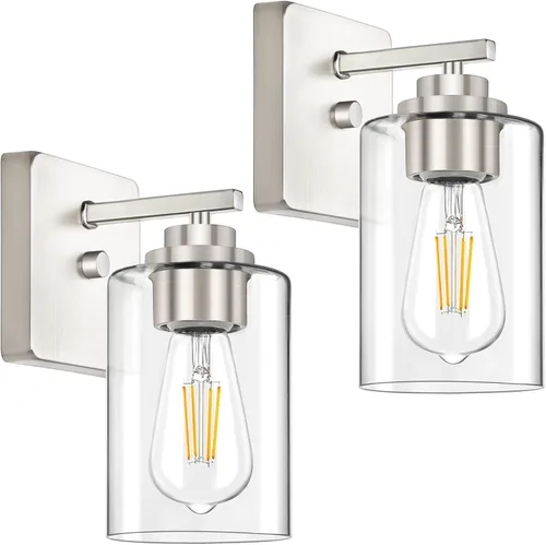 Vista 28 de VerRon Juego de 2 apliques de pared para baño, lámparas modernas de tocador, faroles de montaje de bronce cepillado al óleo, luces de pared