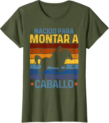 Vista 10 de Horse Rider Equestrian Riding Nacido Camiseta Para Montar A Caballo Negro