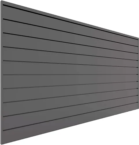 Vista 11 de Proslat 88104 Organizador de Garaje de Pared Ranurada de PVC Resistente, Sección de 4 Pies por 4 Pies, 10 Paneles, Carbón Carbón vegetal