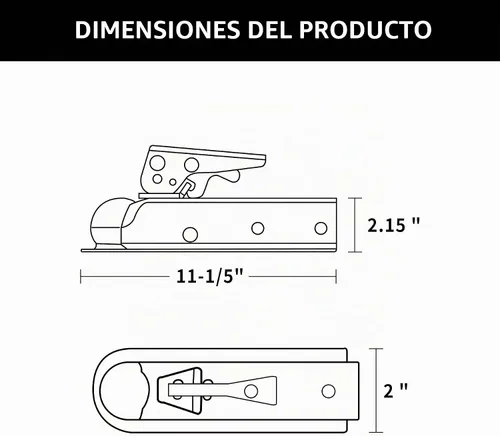 Vista 2 de METOWARE Acoplador Recto de Lengua de Remolque para Bola de 2", Acoplador de Remolque de Ancho de Canal de 2", 3,500LBS