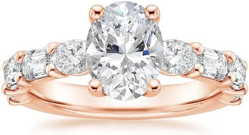 Vista 5 de IGI - Anillo de compromiso de diamantes de talla excelente ovalada blanca de 2.50 quilates con diamantes de laboratorio creados en laboratorio