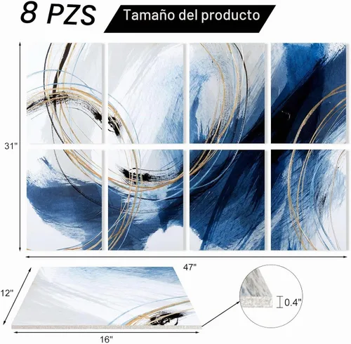 Vista 6 de YPY Paneles Insonorizantes para Paredes: Paneles Acústicos Paquete de 8, 48"x32", Almohadillas Insonorizantes Decorativas, Absorción de Ruido