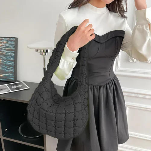 Vista 5 de Bolsa de mano acolchada para mujer, bolsa grande acolchada suave, ligera, acolchada, bolsa de hombro, bolsa Hobo