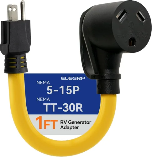 Vista 8 de ELEGRP Cable adaptador RV de 50 amperios a 15 amperios, NEMA 5-15P a SS2-50R, conector de bloqueo giratorio, convertidor eléctrico macho de 15 A a