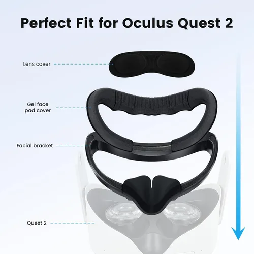 Vista 6 de LEKOYE Cooling Gel Face Pad Cover for Oculus Quest 2, Facial Interface with 2 Replacement Soft Face Cushion Pad, Including Anti-Leakage Nose Pad and