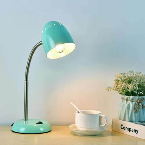 Vista 11 de Lámpara de mesa de diseños simples para cuidar los ojos, lámpara de escritorio básica de metal LED E26 con cuello de ganso flexible, lámpara de Negro