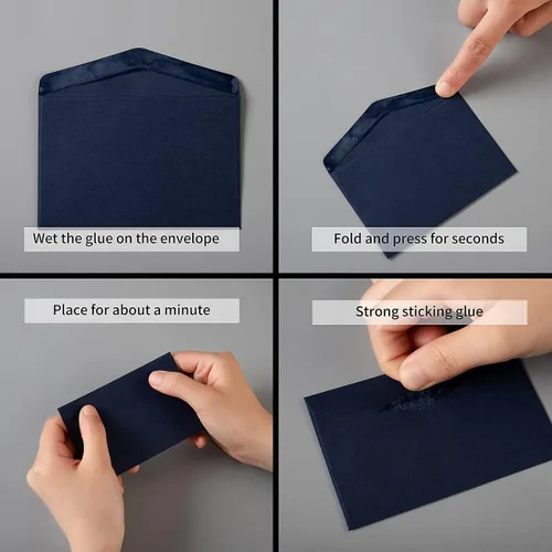 Vista 3 de Paquete de 120 mini sobres negros de papel kraft de 4.13 x 2.76 pulgadas para tarjetas de regalo Autoadhesivo, pequeños bolsillos, para tarjetas
