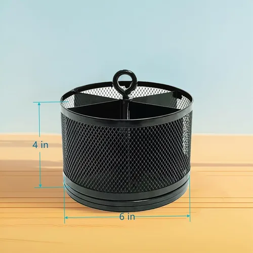 Vista 3 de SETTFRFE - Soporte giratorio de malla para escritorio, negro, 6 ranuras