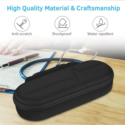 Vista 4 de Estuche para estetoscopio para 3M Littmann Classic III, Lightweight II S.E, Cardiology IV Diagnostic, estetoscopios MDF Acoustica - Bolsa