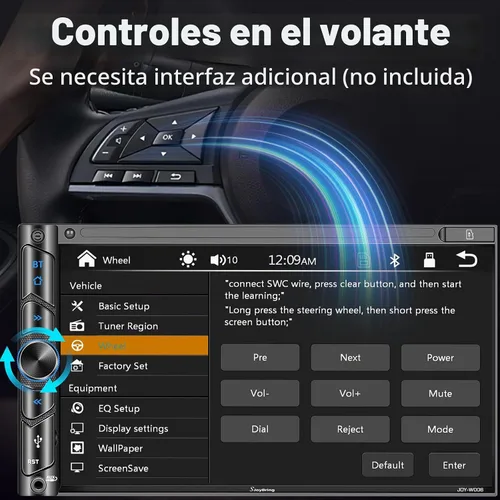 Vista 7 de SJoyBring - Estéreo de coche de doble DIN - Apple CarPlay inalámbrico y Android Auto, 240W 4.2CHN, pantalla táctil de 7", SWC, Bluetooth, radio