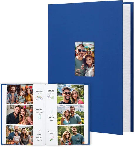 Vista 16 de Álbum de fotos 4x6 600 fotos con espacio para escribir, libro de fotos 4 x 6 con cubierta de lino y ventana frontal, álbum de fotos 4x6, álbum