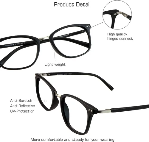 Vista 2 de VisionGlobal Blue Light Blocking Glasses for Women/Men, Anti Eyestrain, Computer Reading, TV Glasses, Stylish Square Frame