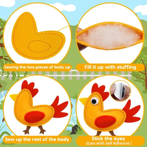 Vista 3 de OKOOKO Kit de manualidades de costura de animales, kit de manualidades de costura para niños, juego de manualidades y costura, kits de manualidades