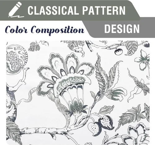 Vista 4 de H.VERSAILTEX Cortinas opacas de 63 pulgadas de largo, juego de 2 paneles de cortinas con estampado floral para sala de estar, cortinas de ventana