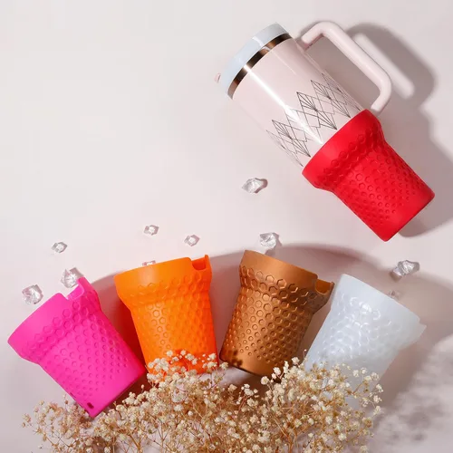 Vista 4 de Botas de silicona para Stanley, protector inferior de copa, accesorios para Stanley Quencher H2.0 FlowState Tumbler 40oz / Adventure Quencher Rojo