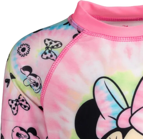 Vista 8 de Disney Minnie Mouse - Conjunto de traje de baño con protección UPF 50+ y pantalones cortos de natación para bebés y niños grandes