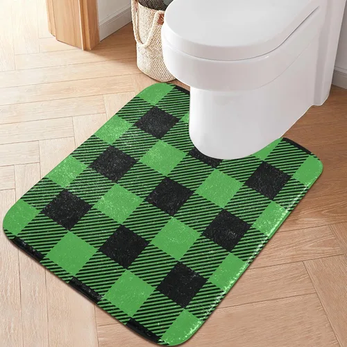 Vista 25 de Tapete de baño a cuadros de tablero de ajedrez, suave, absorbente, lavable, tapete de baño para piso de baño, tapete de baño antideslizante