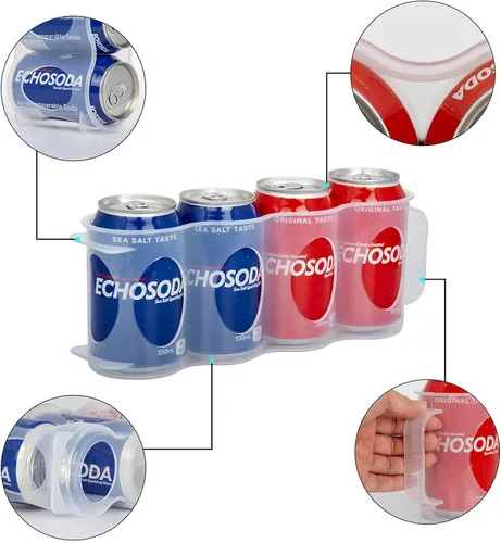 Vista 3 de Organizador portátil de latas de soda para estante de refrigerador, soporte para latas de cerveza, estante deslizante de almacenamiento