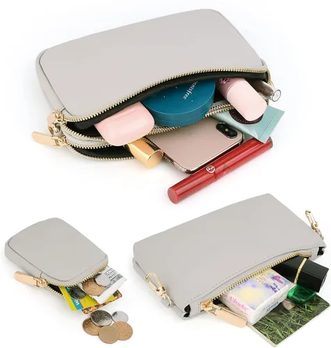 Vista 3 de UTO Pequeñas bolsas cruzadas para mujer, 3 en 1, diseño de moda, mini cangurera con correa