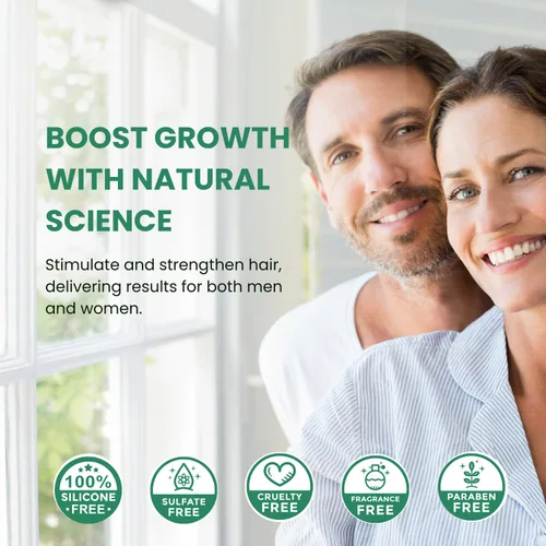 Vista 2 de Champú para control de pérdida de cabello y raíces saludables, fórmula natural con romero, biotina, cafeína, zinc, regeneración, terapia