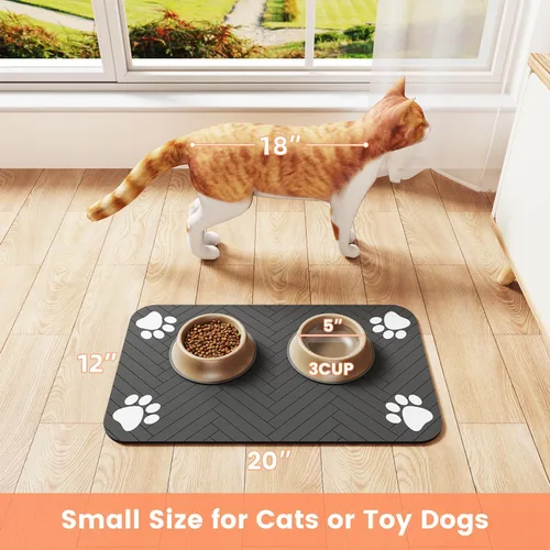 Vista 7 de Alfombrilla de alimentación para mascotas, mantel individual absorbente para tazón de comida y agua, con base de goma impermeable, de secado rápido