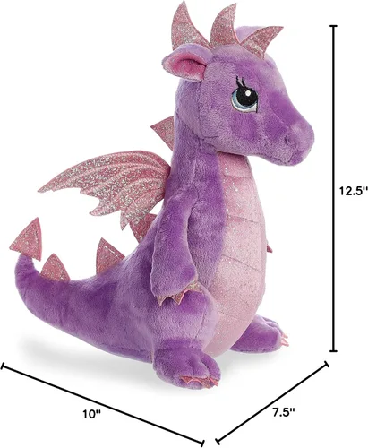 Vista 2 de Aurora® Enchanting Sparkle Tales™ Larkspur Dragon™ - Animal de peluche - Aventuras mágicas - Juego sin fin - Púrpura 12.5 pulgadas