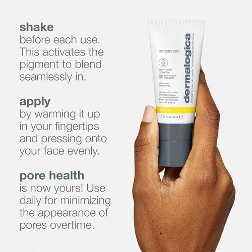 Vista 7 de Dermalogica Porescreen Mineral Sunscreen SPF 40, prebase de maquillaje, 1 fl oz Mineral SPF 40 que difumina los poros y prepara la piel
