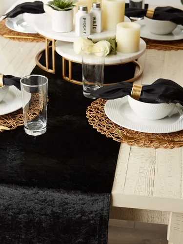Vista 7 de DII Velvet Collection de mesa, camino de mesa, 14x72 pulgadas, negro