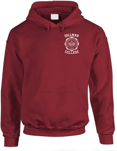 Vista 2 de The Goozler Hillman College Back Print v2 - HBCU Retro - Sudadera con capucha de forro polar Granate