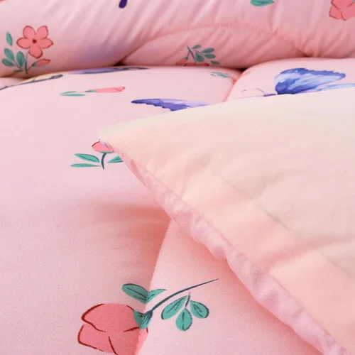 Vista 7 de Btargot Juego de edredón de 3 piezas con diseño de mariposas para niños, juego de cama con estampado de flores coloridas para mujeres y niñas