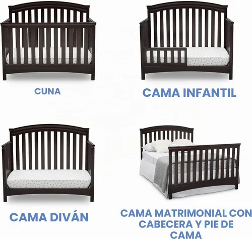 Vista 4 de Delta Children Emerson - Cuna convertible 4 en 1, certificado Greenguard Gold, chocolate negro