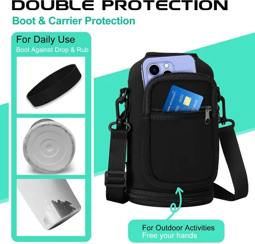 Vista 5 de Botella de agua aislada de 64 oz con asa de paracord - Jarra de agua de medio galón con popote y tapas con pico, funda para botella y funda