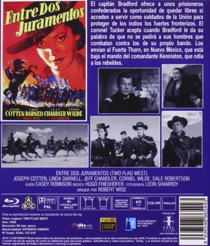Vista 2 de Two Flags West (1950) ( 2 Flags West ) Blu-Ray, Reg.ABC Import - Spain