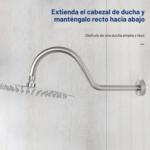 Vista 5 de NearMoon Brazo de extensión de ducha con brida, tubo extensor largo de cuello de cisne de arco alto en forma de S, perfecto para cabezal de ducha