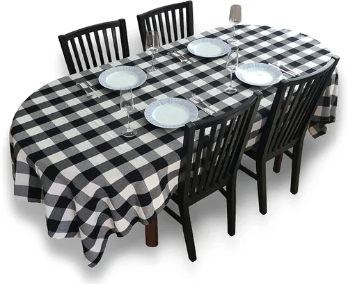 Vista 8 de Mantel rectangular de 60 x 104 pulgadas con clips para mantel, mantel rectangular para cocina, comedor, mantel de picnic o campamento, lavable y a