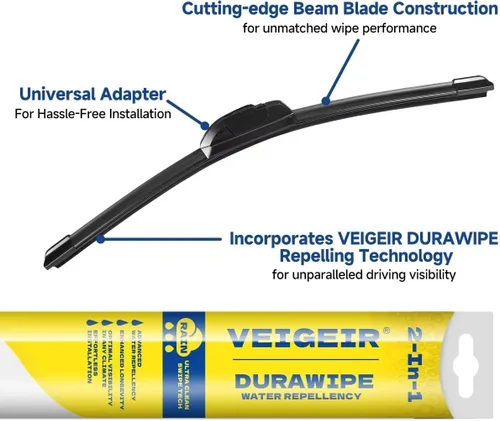 Vista 6 de 13 pulgadas + 13 pulgadas Limpiaparabrisas compatibles con Jeep Wrangler 2006-1997, repuesto automotriz de equipo original, gancho J/U, hojas
