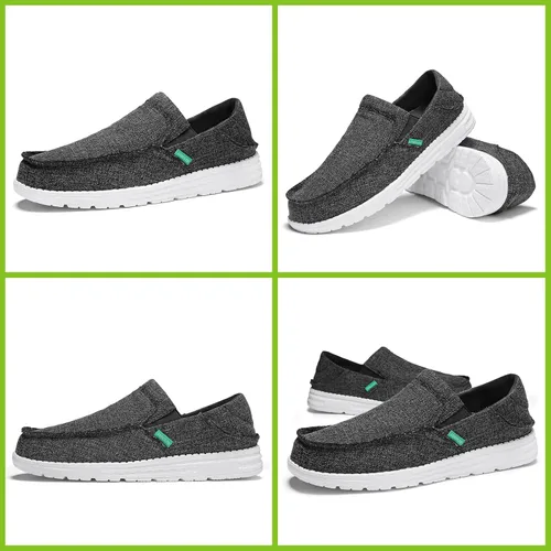 Vista 5 de JXRUXZO Men's Slip on Cloth Shoes Plantar Fasciitis Canvas Loafer Shoes with Arch Support Insole,Casual Comfort Slippers Soft Outdoor Boat Shoes
