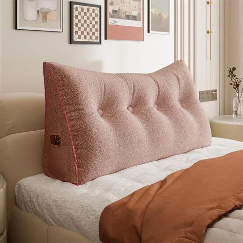 Vista 42 de Almohada de cuña doble gruesa de 8 libras para cabecero de dormitorio universitario, almohada de cuña de terciopelo con respaldo triangular