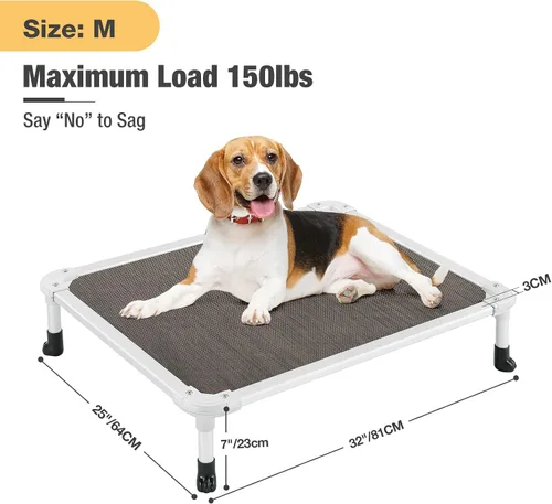 Vista 66 de Veehoo Cama elevada para perros a prueba de mordidas - Cuna elevada refrescante para mascotas - Marco de aluminio plateado y tela de malla