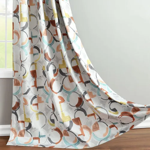Vista 9 de VOGOL Cortinas opacas para guardería, habitación de niños de 63 pulgadas de largo, coloridos círculos abstractos impresos, ojales geométricos