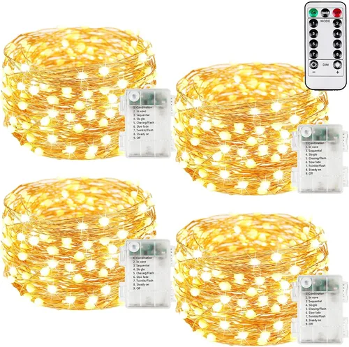 Vista 29 de Guirnalda de luces LED enchufables de 33 pies, impermeable, para exteriores e interiores, 8 modos con temporizador, luz de Navidad, decoración