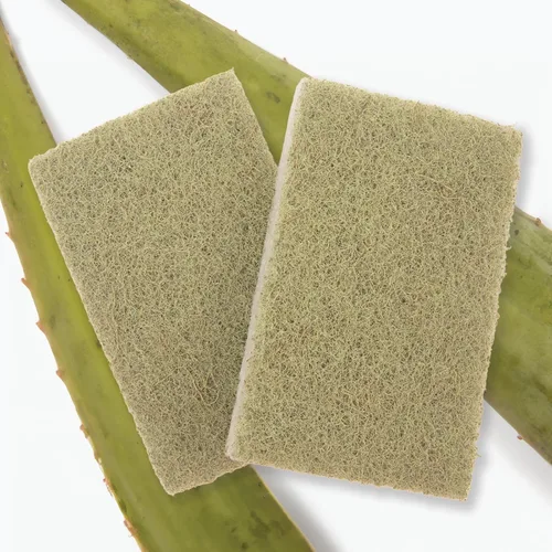 Vista 3 de Full Circle Esponja de limpieza resistente, hoja de agave robusta y celulosa sin plástico, esponja de platos de doble cara para hierro fundido