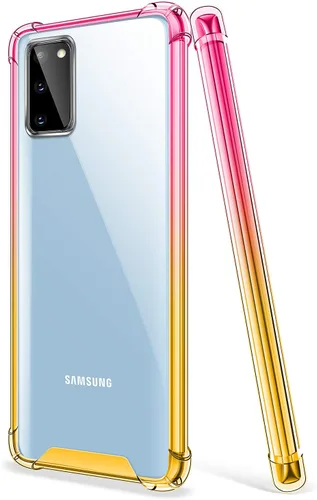 Vista 10 de Funda para Samsung Galaxy S20 - Funda protectora delgada transparente con parachoques de TPU reforzado, a prueba de golpes, color azul y rosa