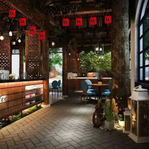Vista 6 de Paquete de 10 linternas de papel colgantes japonesas chinas rojas, faroles asiáticos chinos de buena fortuna Lucky Fu, decoración de festival chino