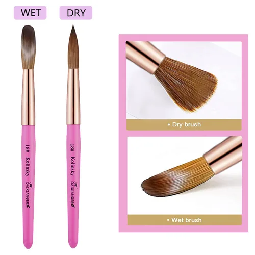 Vista 4 de Kolinsky - Brocha acrílica para uñas, tamaño 24, forma ovalada de cabello Kolinsky para aplicación acrílica, herramienta de manicura profesional