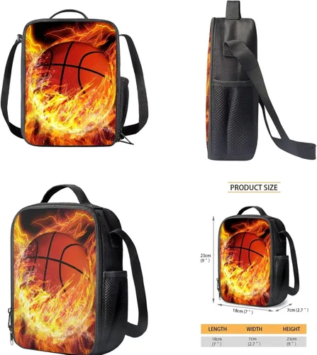Vista 49 de FOR U DESIGNS Fuego baloncesto impreso niños escuela mochilas viaje mochila libro bolsa