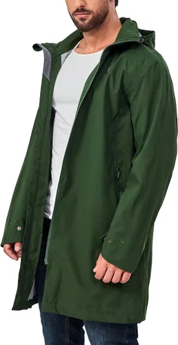 Vista 3 de Little Donkey Andy Chaqueta impermeable para hombre, para exteriores, ligera, cortavientos de montaña, abrigo largo para senderismo, golf, viajes
