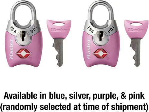 Vista 5 de Master Lock 4689T Cerradura con Llave Aprobada por TSA, Paquete de 2, los Colores Pueden Variar