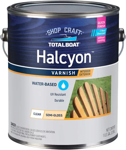 Vista 8 de TotalBoat Halcyon - Barniz marino a base de agua Acabado de poliuretano para madera de secado rápido para barcos, muebles de exterior y Clear Gloss