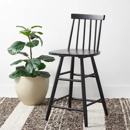 Vista 2 de Safavieh Home Collection May Farmhouse - Taburete de madera maciza con husillo negro de 25 pulgadas